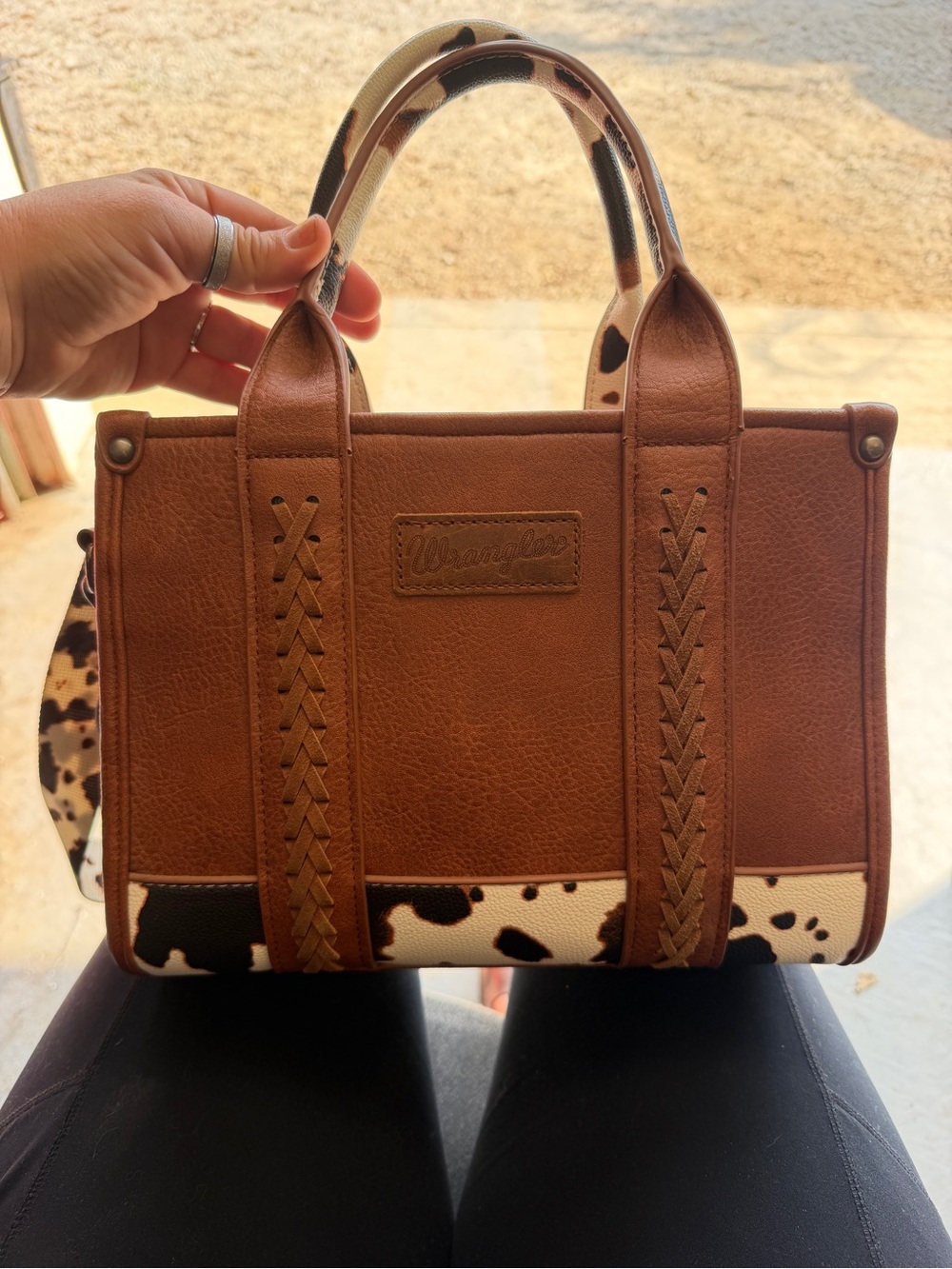 Wrangler Brown Satchel with Cowhide Accent